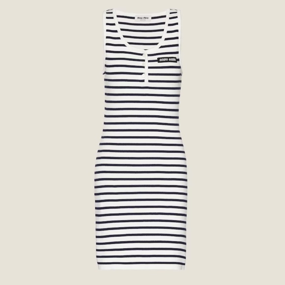 MIU MIU Striped Sleeveless cotton Dress - Picture 4 of 14
